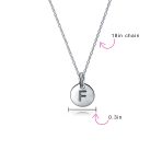 Tiny Minimalist Initial Pendant Necklace Sterling Silver A-Z Alphabet Disc - Image 84