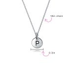 Tiny Minimalist Initial Pendant Necklace Sterling Silver A-Z Alphabet Disc - Image 94