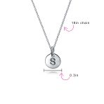 Tiny Minimalist Initial Pendant Necklace Sterling Silver A-Z Alphabet Disc - Image 97