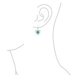 Bali Style Natural Turquoise Heart Shape Drop Earrings Scroll Filigree Sterling Silver Fish Hook - Image 4