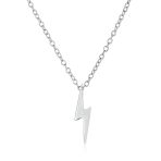 Minimalist Lightning Bolt Pendant Necklace and Stud Earrings Set Sterling Silver - Image 2