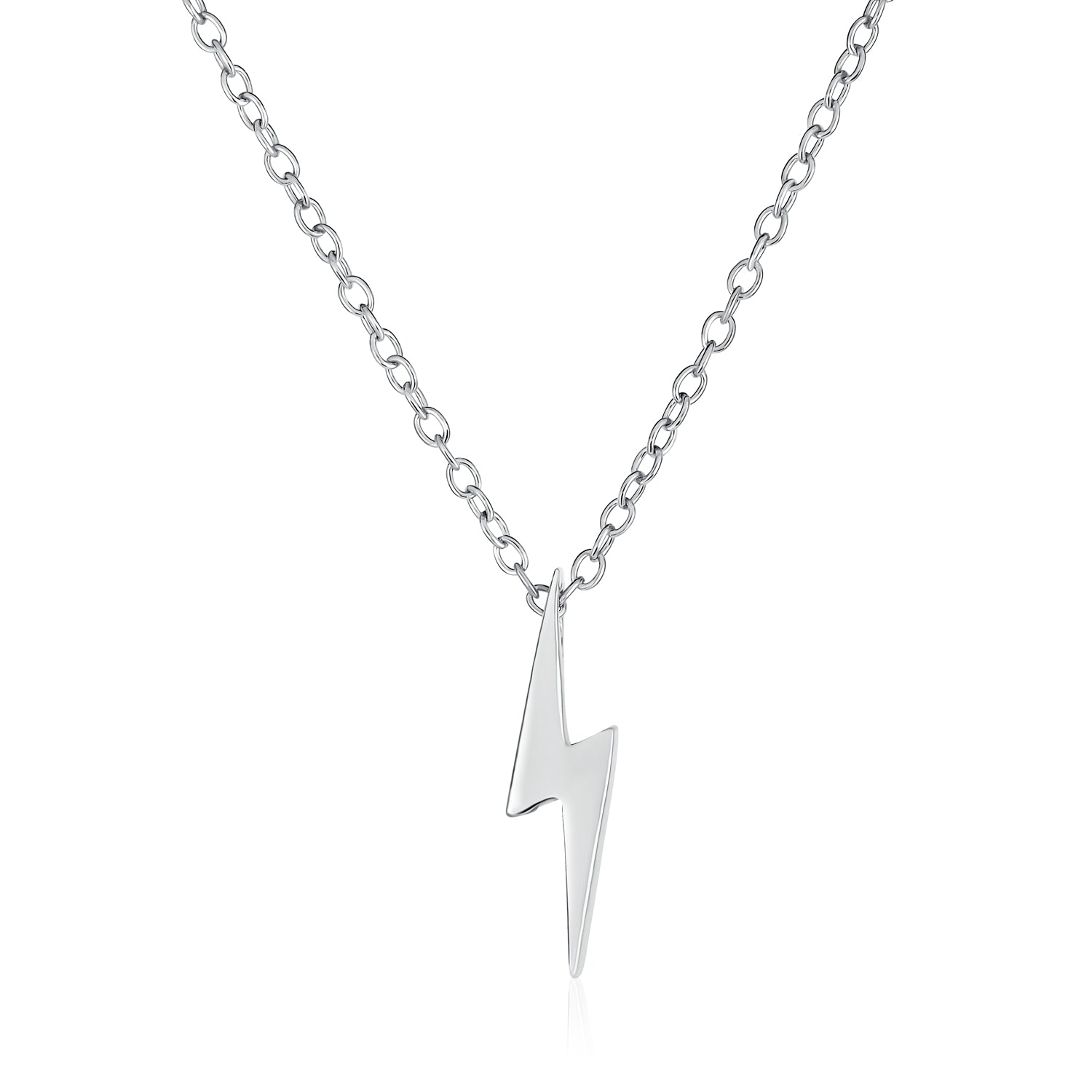 silver-lightning-bolt-pendant-necklace-minimalist-pfs-15-1054-s-az_1_0849ed64-b5ec-4e1a-941a-0f998cb587c0 Minimalist Geometric Lightning Bolt Pendant Necklace CZ Accent Gold Plated .925 Sterling Silver - Image 1