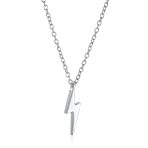 Minimalist Geometric Lightning Bolt Pendant Necklace CZ Accent Gold Plated .925 Sterling Silver - Image 3
