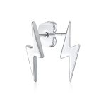 Tiny Zig Zag Electrify Flash Lightning Bolt Stud Earrings .925 Sterling Silver