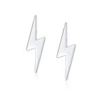 Tiny Zig Zag Electrify Flash Lightning Bolt Stud Earrings .925 Sterling Silver - Image 2
