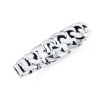 Solid Braided Curb Chain Link Ring Band .925 Sterling Silver 3MM