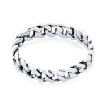 Solid Braided Curb Chain Link Ring Band .925 Sterling Silver 3MM - Image 2