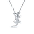 Nautical Tropical Green Opal Gecko Lizard Pendant Necklace in Sterling Silver - Image 3
