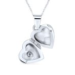 Small Vintage CZ Floral Heart Photo Locket Necklace Pendant Sterling Silver - Image 2