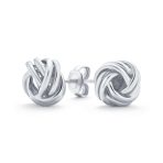Traditional Classic Round Woven Twisted Rope Cable Love Knot Ball Stud Earrings Rose Gold Plated .925 Sterling Silver