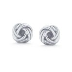 Traditional Classic Round Woven Twisted Rope Cable Love Knot Ball Stud Earrings Rose Gold Plated .925 Sterling Silver - Image 4