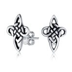 Religious Irish Infinity Love Knot Celtic Cross Stud Earrings Sterling Silver