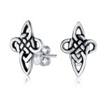 Religious Irish Infinity Love Knot Celtic Cross Stud Earrings Sterling Silver