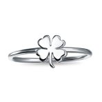 Delicate Tiny Celtic Shamrock Clover Ring for Good Luck .925 Sterling Silver - Image 2