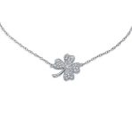Cubic Zirconia CZ Four Leaf Clover Anklet Ankle Bracelet Gold Plated - Image 3