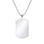 X-Large Military Dog Tag Pendant Necklace Stainless Steel 24 Inch Ball Chain