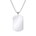 X-Large Military Dog Tag Pendant Necklace Stainless Steel 24 Inch Ball Chain