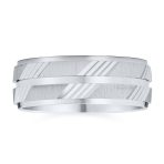 Stash Striped Pattern Sterling Silver Diamond Cut Wedding Band Ring 7MM Wide