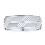 Stash Striped Pattern Sterling Silver Diamond Cut Wedding Band Ring 7MM Wide
