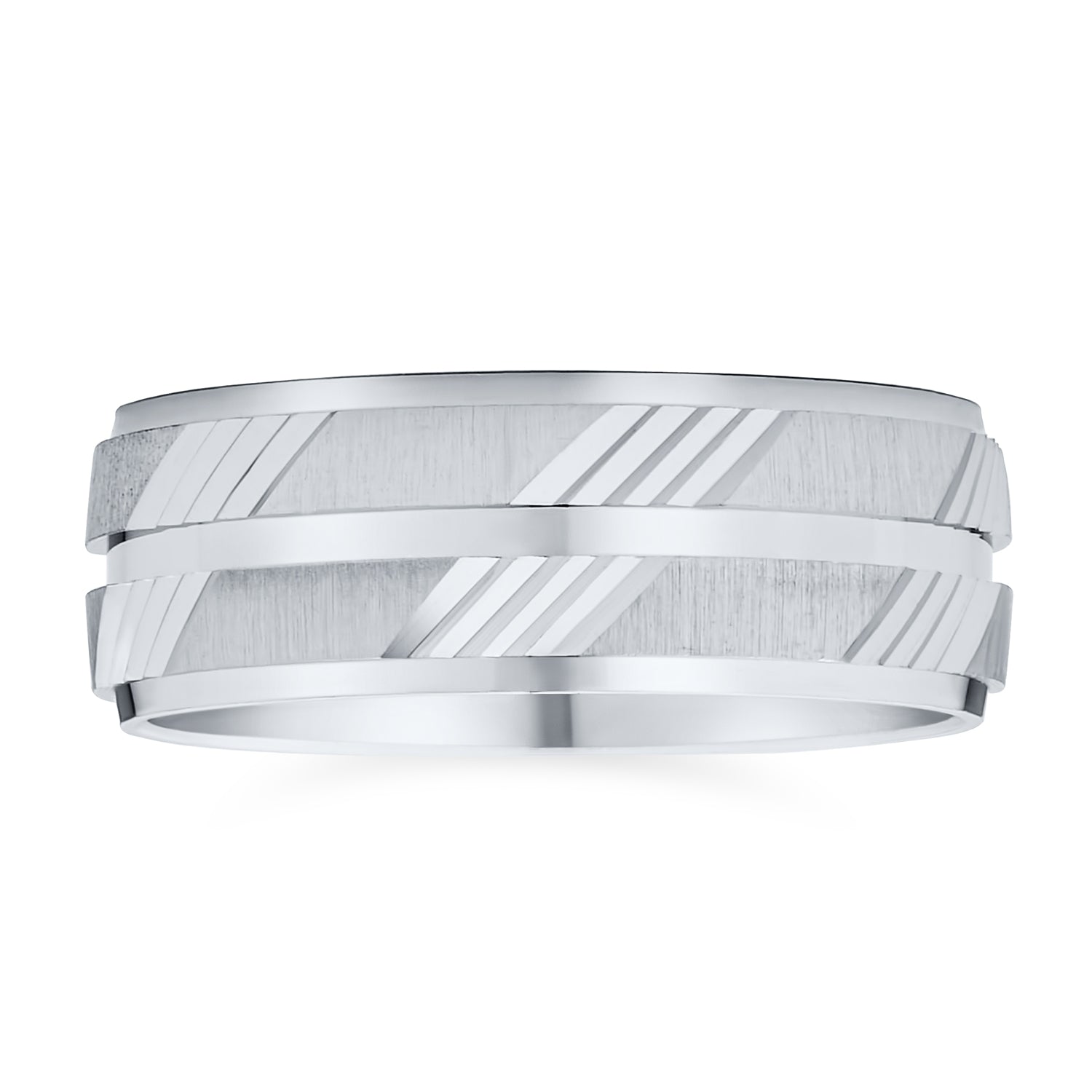 silver-men-wide-ring-band-stripe-etch-pts-alr-111_1 Stash Striped Pattern Sterling Silver Diamond Cut Wedding Band Ring 7MM Wide - Image 1