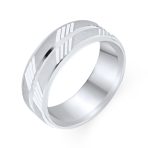 Stash Striped Pattern Sterling Silver Diamond Cut Wedding Band Ring 7MM Wide - Image 2