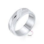 Stash Striped Pattern Sterling Silver Diamond Cut Wedding Band Ring 7MM Wide - Image 3