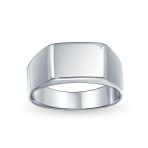 Simple Rectangle Initial Monogram Signet Ring For Men .925 Sterling Silver