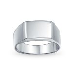 Simple Rectangle Initial Monogram Signet Ring For Men .925 Sterling Silver