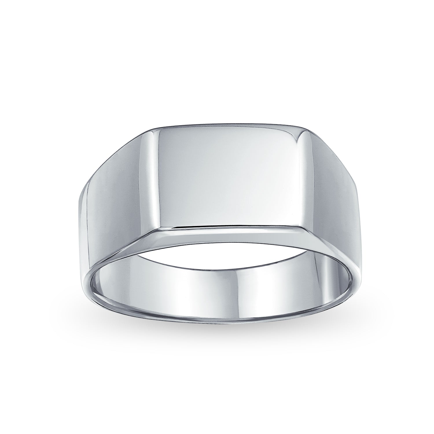 silver-mens-wide-ring-square_sstr-r-6608_1 Simple Rectangle Initial Monogram Signet Ring For Men .925 Sterling Silver - Image 1