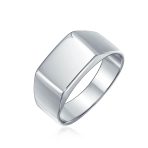 Simple Rectangle Initial Monogram Signet Ring For Men .925 Sterling Silver - Image 2