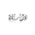 Open Spiral Celtic Swirl Toe Ring Oxidized Sterling Silver Midi Filigree