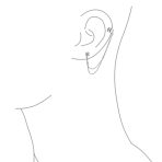 Geometric Ear Cuff Cartilage with Chains CZ Stud 14K Gold Plated Silver - Image 4