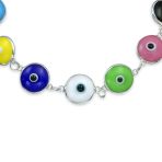 Good Luck Amulet Turkish Translucent Green Glass Evil Eye Bracelet .925 Sterling Silver 7.5 Inch - Image 40