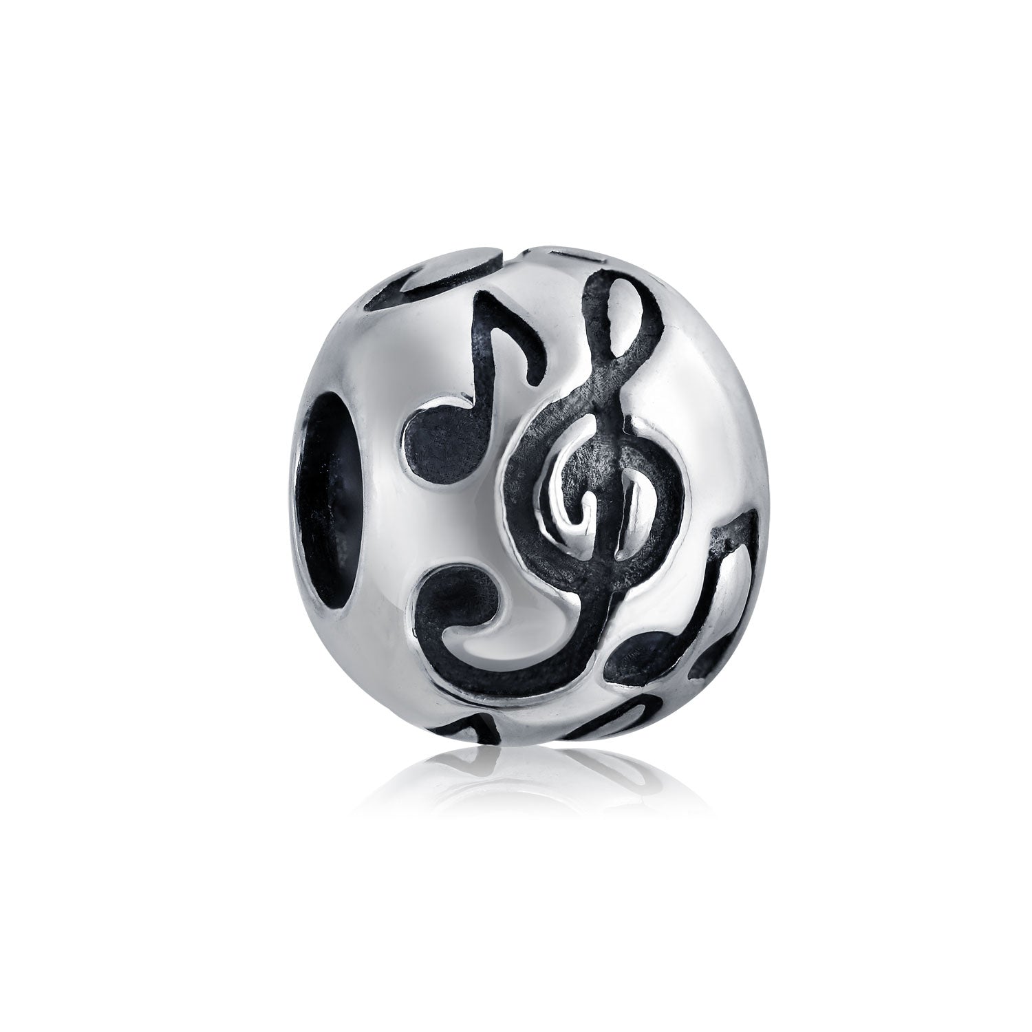 silver-musical-tunes-charm_pbx-hs-636-drk Melody G Clef Music Note Charm Bead in Oxidized Sterling Silver for Bracelets - Image 1