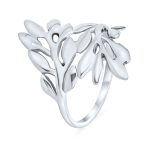 Nature-Inspired Ivy Laurel Vine Leaf Bypass Sterling Silver Ring - Image 2