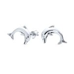 Tiny Hawaiian Fish Nautical Dolphins Stud Earrings .925 Sterling Silver