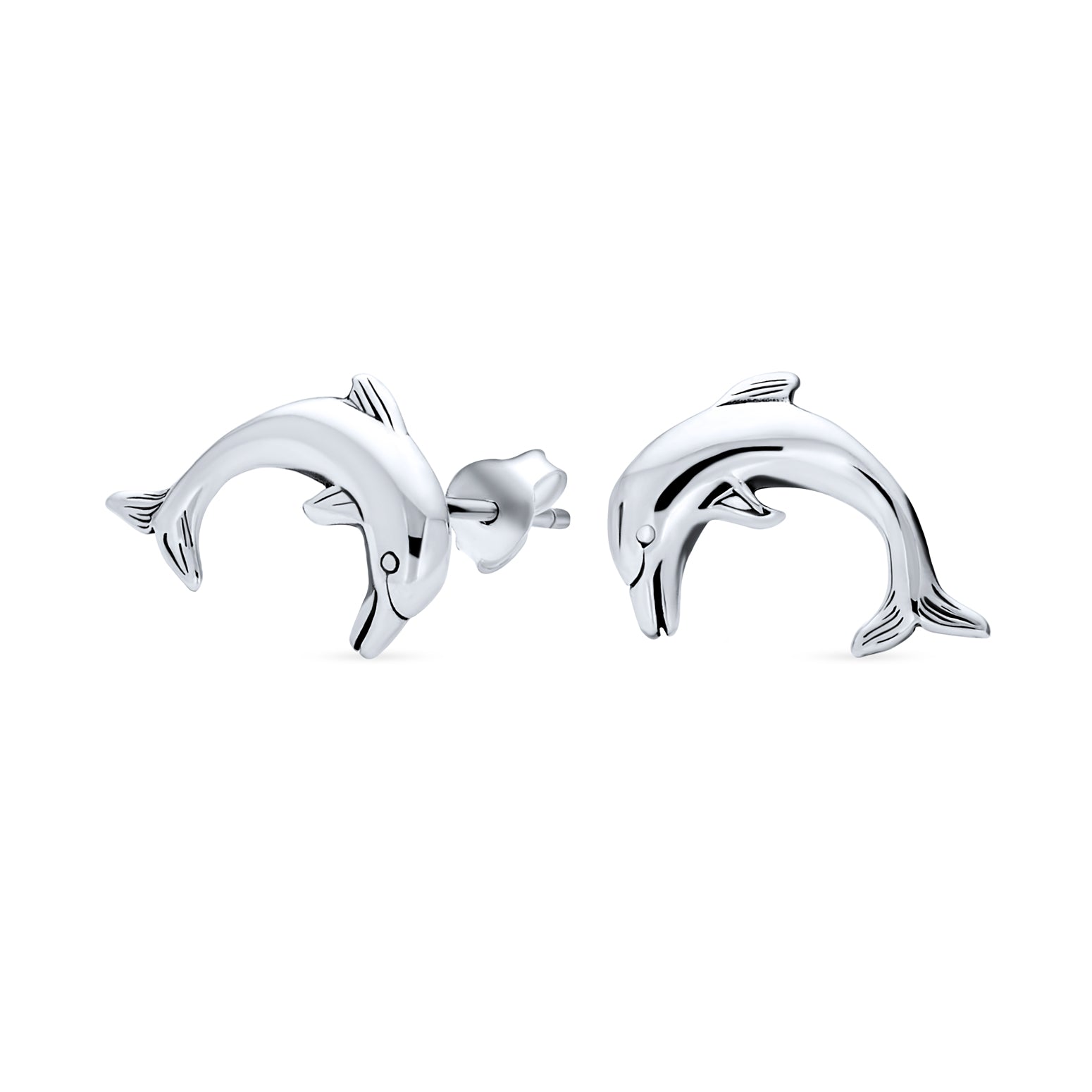 silver-nautical-dolphin-stud-earrings_ps-te916_1 Tiny Hawaiian Fish Nautical Dolphins Stud Earrings .925 Sterling Silver - Image 1