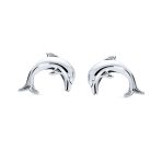Tiny Hawaiian Fish Nautical Dolphins Stud Earrings .925 Sterling Silver - Image 2
