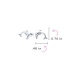 Tiny Hawaiian Fish Nautical Dolphins Stud Earrings .925 Sterling Silver - Image 4