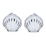 Carved Seashell Nautical Clip-On Earrings 14K Gold Plated Sterling Silver - Image 3