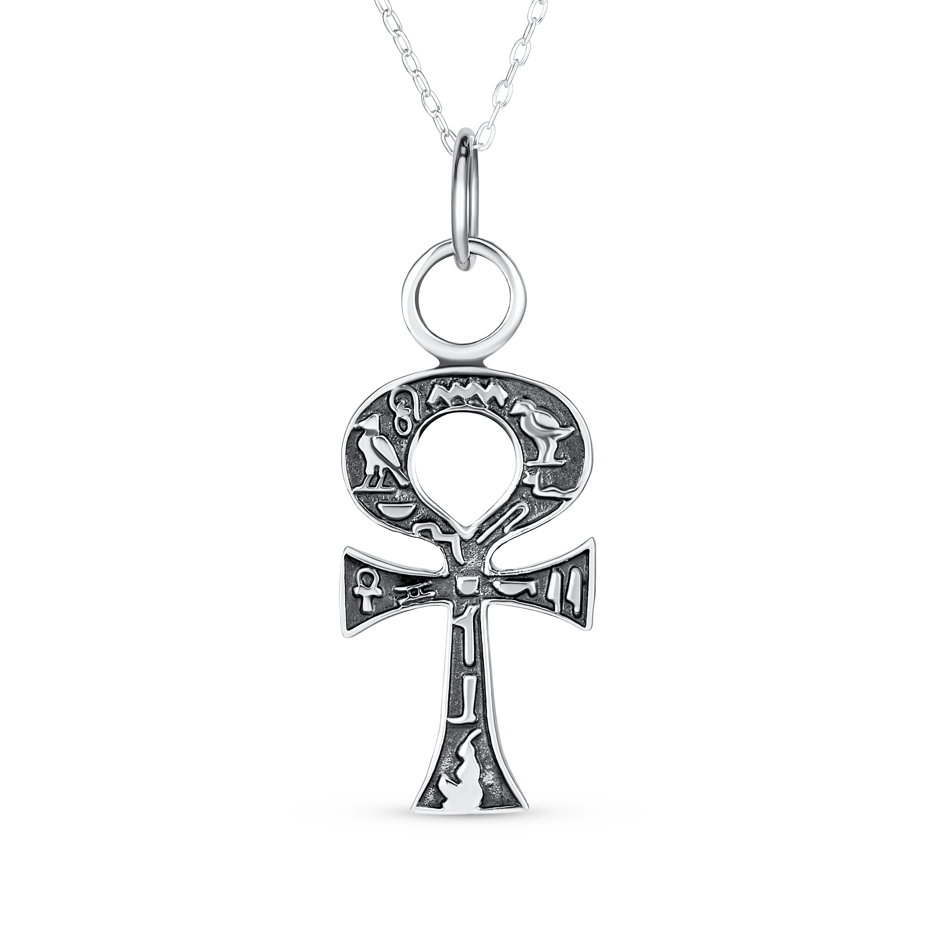 silver-necklace-ankah-cross_sstr-p7ak-az_11 Religious Egyptian Hieroglyphs Key To Life Ankh Cross Pendant Necklace .925 Sterling Silver - Image 1