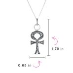 Religious Egyptian Hieroglyphs Key To Life Ankh Cross Pendant Necklace .925 Sterling Silver - Image 4