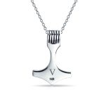 Celtic Symbol of Strength Norse Thors Hammer Pendant Necklace Oxidized .925 Sterling Silver - Image 3