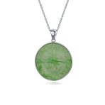 Asian Green Jade Agate Pendant Necklace 14K Gold Plated - Image 3