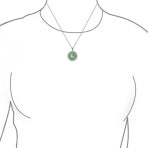 Asian Green Jade Agate Pendant Necklace 14K Gold Plated - Image 5