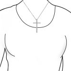 Elongated Cubic Zirconia CZ Religious Cross Pendant Necklace Sterling Silver - Image 3