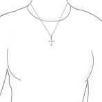 Bridal Necklace Minimalist Baguette-Cut Cubic Zirconia Cross Pendant Silver - Image 2