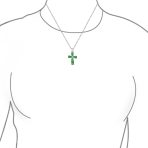 Timeless Fashion Black Onyx Green Jade Cross Pendant Necklace in Sterling Silver - Image 5