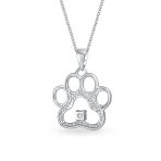 Sterling Silver CZ Accent Paw Print Pendant Necklace for Cat and Dog Lovers - Image 2
