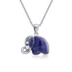 Tribal Longevity Blue Lapis Lazuli Elephant Pendant Necklace